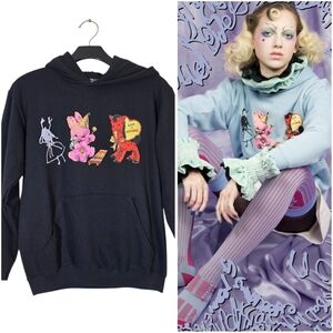 NWT Edward Meadham Love Is Revenge Black Hoodie Small Blue Roses Vogue 2…